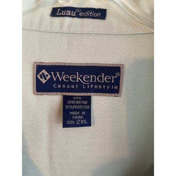 Weekender Luau Edition Men's Size 2XL Short Sleeve Shirt Sage Green - Picture 2 of 4